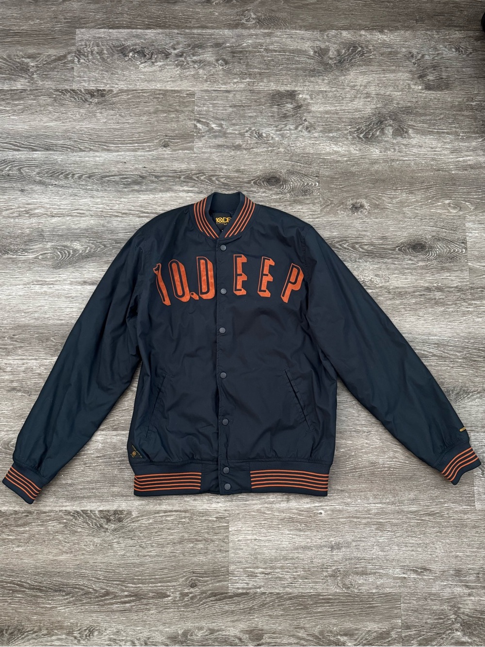 10DEEP Men's Navy Bomber Jacket with Orange Trim